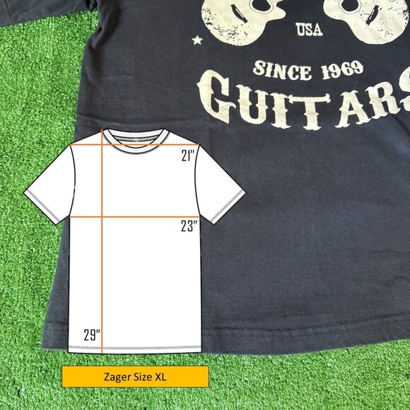 Zager Guitars Graphic T-Shirt Men’s Short Sleeve Crew Neck Casual Tee Size XL - Picture 2 of 14
